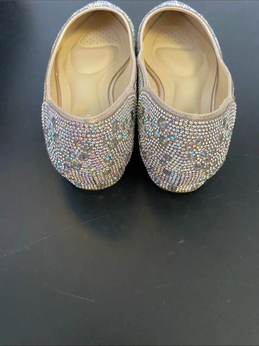 Silver Splendor Rhinestone Pointed Flats in Blush